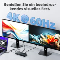Stație de andocare WAVLINK DisplayLink USB-C - 2x HDMI și DP, Gigabit Ethernet, 6x USB 3.0, Audio, Microfon, compatibilă cu Mac OS și Windows 3
