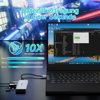 Dokovacia stanica pre notebook WAVLINK, duálny DisplayPort a HDMI, 100W PD, 10Gbps USB-A/C, 2,5G Ethernet, kompatibilná s Dell/HP/Lenovo, Windows, strieborná 3
