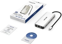 Dokovacia stanica pre notebook WAVLINK, duálny DisplayPort a HDMI, 100W PD, 10Gbps USB-A/C, 2,5G Ethernet, kompatibilná s Dell/HP/Lenovo, Windows, strieborná 9