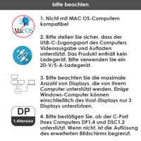 Dokovacia stanica pre notebook WAVLINK, duálny DisplayPort a HDMI, 100W PD, 10Gbps USB-A/C, 2,5G Ethernet, kompatibilná s Dell/HP/Lenovo, Windows, strieborná 7