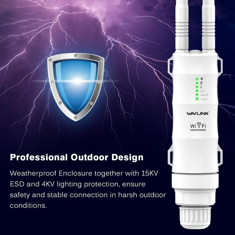 WAVLINK N300 WiFi erősítő kültéri POE antenna nagy hatótáv