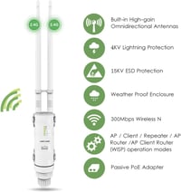 WAVLINK N300 WiFi erősítő kültéri POE antenna nagy hatótáv 6