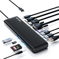 WAVLINK USB-C dokkoló 3 monitor támogatással, HDMI/DP/VGA, 100W töltés, Ethernet, SD/TF olvasó 1