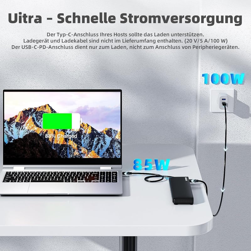 WAVLINK USB-C dokkoló 3 monitor támogatással, HDMI/DP/VGA, 100W töltés, Ethernet, SD/TF olvasó