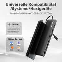 WAVLINK USB-C dokkoló 3 monitor támogatással, HDMI/DP/VGA, 100W töltés, Ethernet, SD/TF olvasó 7