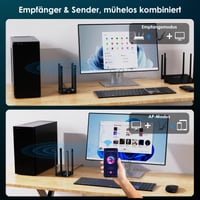 Adaptor wireless USB WAVLINK WiFi 7 BE6500 pentru PC, stick de rețea wireless tri-band 6