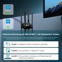 Adaptor wireless USB WAVLINK WiFi 7 BE6500 pentru PC, stick de rețea wireless tri-band 3