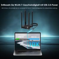 Adaptor wireless USB WAVLINK WiFi 7 BE6500 pentru PC, stick de rețea wireless tri-band 4