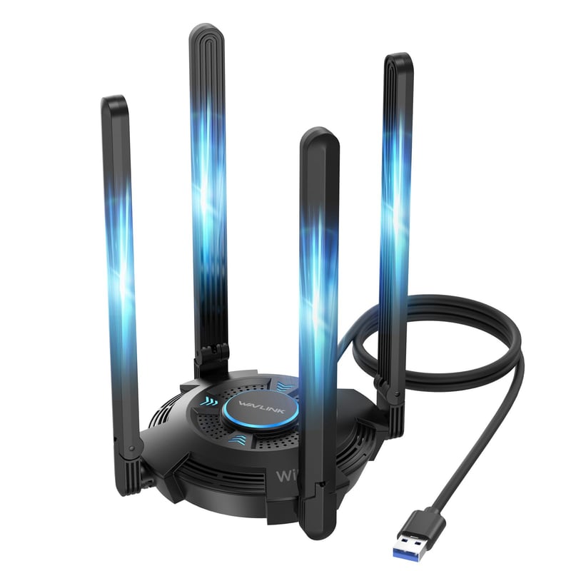 Adaptor wireless USB WAVLINK WiFi 7 BE6500 pentru PC, stick de rețea wireless tri-band