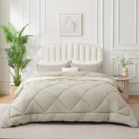 WAVVE 240x260 cm-es Egész Éves Paplan, Puha Mikroszálas Takaró, Légáteresztő Alvópaplan Bézs 2