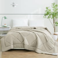 Letná prikrývka WAVVE 200x200 cm, 150GSM mikrovláknová deka, na dvojlôžko, na všetky ročné obdobia, ľahká výplň 150 g/m², béžová 1