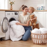 WAVVE poplun 135x200 cm, 2 dijela, cjelogodišnji 300 g/m² + ljetni 150 g/m² = zimski 450 g/m², prošiveni poplun od mikrovlakana, bijeli 3
