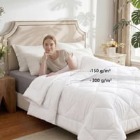 WAVVE poplun 135x200 cm, 2 dijela, cjelogodišnji 300 g/m² + ljetni 150 g/m² = zimski 450 g/m², prošiveni poplun od mikrovlakana, bijeli 4