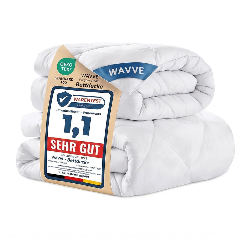 WAVVE poplun 135x200 cm, 2 dijela, cjelogodišnji 300 g/m² + ljetni 150 g/m² = zimski 450 g/m², prošiveni poplun od mikrovlakana, bijeli