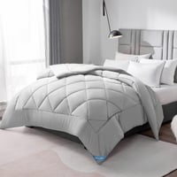 Prikrývka WAVVE 200x200 cm, Celoročná prešívaná deka, 300 gsm z mikrovlákna, Priedušná, Svetlosivá 1