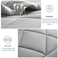 Prikrývka WAVVE 200x200 cm, Celoročná prešívaná deka, 300 gsm z mikrovlákna, Priedušná, Svetlosivá 4