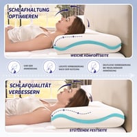 Set 2 Perne din spumă cu memorie cu gel Waxberry 40x80x8 cm, pernă de dormit față-verso cu susținere moale și fermă, cu husă lavabilă din fibre de bambus, pernă ergonomică pentru gât, O 3