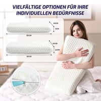 Set 2 Perne din spumă cu memorie cu gel Waxberry 40x80x8 cm, pernă de dormit față-verso cu susținere moale și fermă, cu husă lavabilă din fibre de bambus, pernă ergonomică pentru gât, O 8