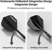 Aripioare pentru săgeți WayArrival cu tijă - 3 buc, material PP 2BA, negru, design integrat, pentru aruncări precise, stabilitate sporită 2