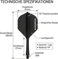 Aripioare pentru săgeți WayArrival cu tijă - 3 buc, material PP 2BA, negru, design integrat, pentru aruncări precise, stabilitate sporită 6