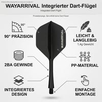 Aripioare pentru săgeți WayArrival cu tijă - 3 buc, material PP 2BA, negru, design integrat, pentru aruncări precise, stabilitate sporită 7
