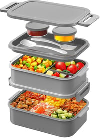 WayEee 2130ml Bento Doboz 3 Szintes Szürke Ételhordó Felnőtteknek Munkahelyre 1