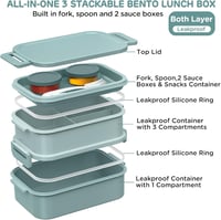 WayEee Felnőtt Ebéddoboz 2130ml Szilikon Tömítéses Bento Box Zöld 3