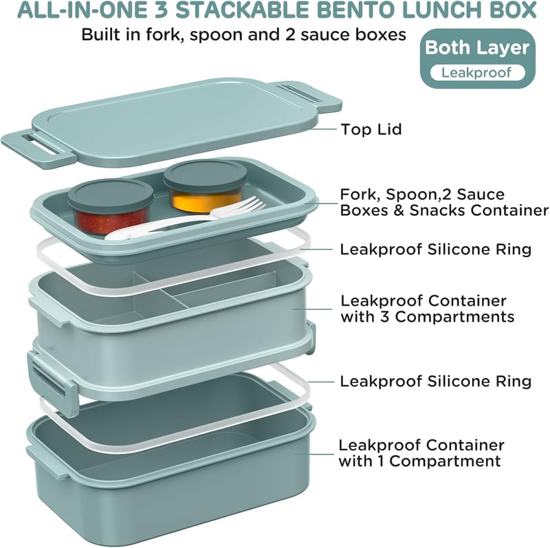 WayEee Felnőtt Ebéddoboz 2130ml Szilikon Tömítéses Bento Box Zöld
