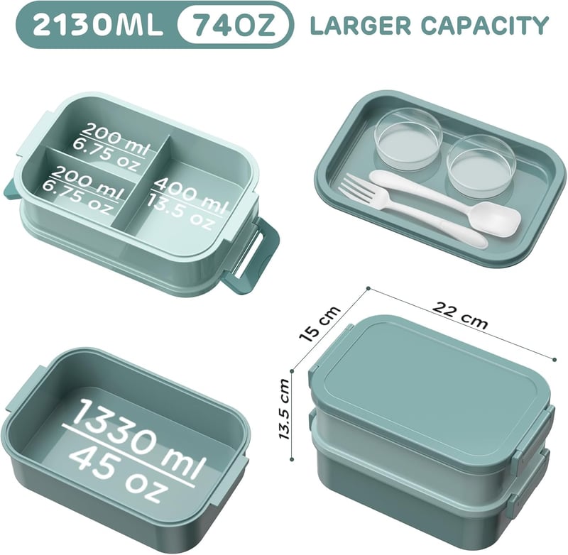WayEee Felnőtt Ebéddoboz 2130ml Szilikon Tömítéses Bento Box Zöld