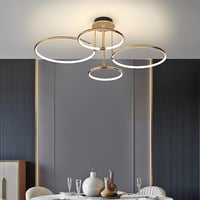 WayLuoung 4 körös arany LED mennyezeti lámpa 75cm, 85W dimmelhető csillár nappalihoz hálóhoz - A: Gold 4 Rings – Diameter 75 Cm – Dimmable 9