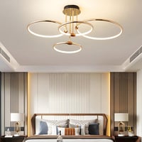 WayLuoung 4 körös arany LED mennyezeti lámpa 75cm, 85W dimmelhető csillár nappalihoz hálóhoz - A: Gold 4 Rings – Diameter 75 Cm – Dimmable 2