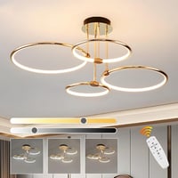 WayLuoung 4 körös arany LED mennyezeti lámpa 75cm, 85W dimmelhető csillár nappalihoz hálóhoz - A: Gold 4 Rings – Diameter 75 Cm – Dimmable 1