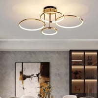 WayLuoung 4 körös arany LED mennyezeti lámpa 75cm, 85W dimmelhető csillár nappalihoz hálóhoz - A: Gold 4 Rings – Diameter 75 Cm – Dimmable 7