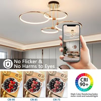 WayLuoung 4 körös arany LED mennyezeti lámpa 75cm, 85W dimmelhető csillár nappalihoz hálóhoz - A: Gold 4 Rings – Diameter 75 Cm – Dimmable 3