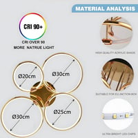 WayLuoung 4 körös arany LED mennyezeti lámpa 75cm, 85W dimmelhető csillár nappalihoz hálóhoz - A: Gold 4 Rings – Diameter 75 Cm – Dimmable 5