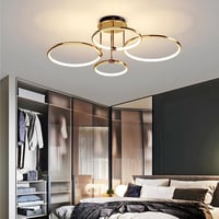 WayLuoung 4 körös arany LED mennyezeti lámpa 75cm, 85W dimmelhető csillár nappalihoz hálóhoz - A: Gold 4 Rings – Diameter 75 Cm – Dimmable 8