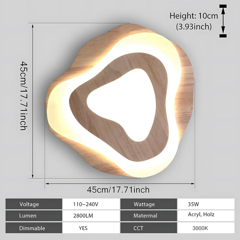 WayLuoung 40cm LED Mennyezeti Lámpa Fa Felhő Mintával Dimmelhető Távirányítóval