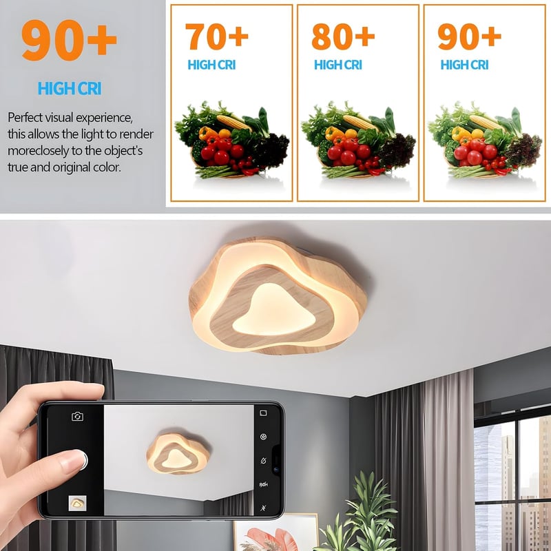 WayLuoung 40cm LED Mennyezeti Lámpa Fa Felhő Mintával Dimmelhető Távirányítóval