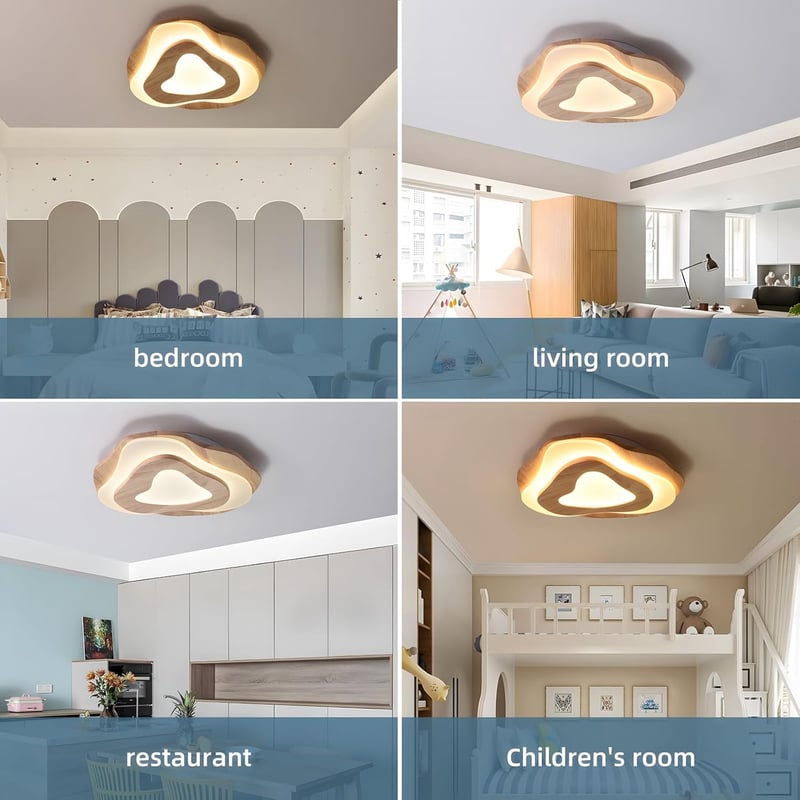 WayLuoung 40cm LED Mennyezeti Lámpa Fa Felhő Mintával Dimmelhető Távirányítóval
