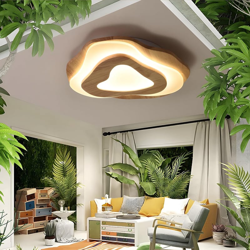 WayLuoung 40cm LED Mennyezeti Lámpa Fa Felhő Mintával Dimmelhető Távirányítóval