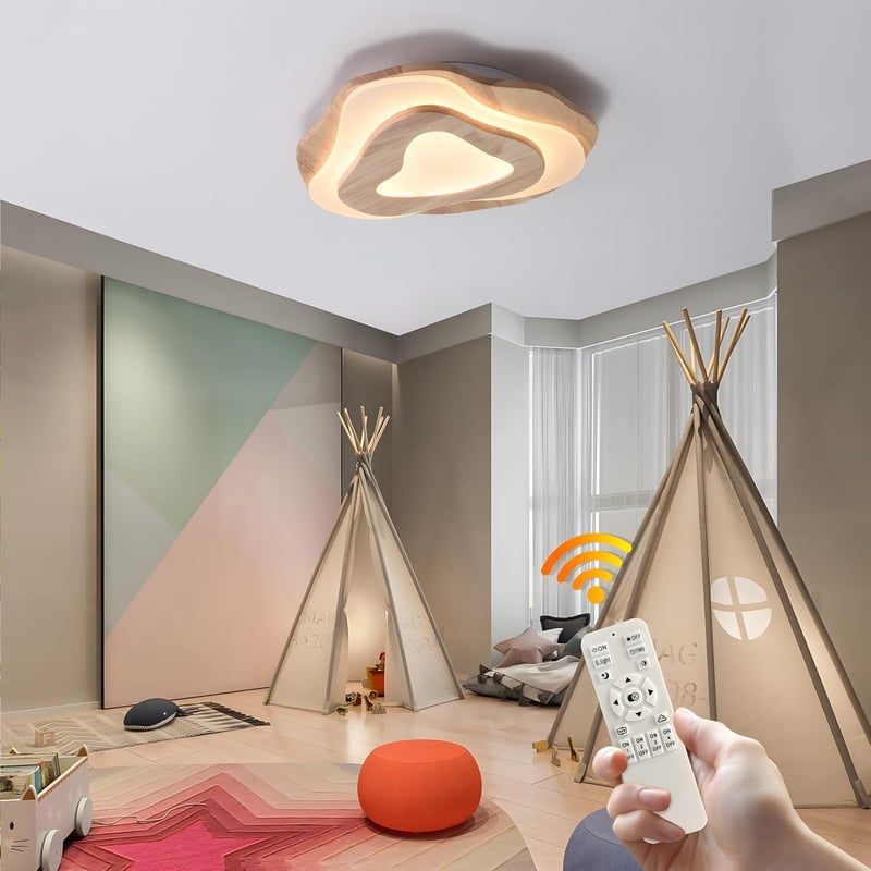 WayLuoung 40cm LED Mennyezeti Lámpa Fa Felhő Mintával Dimmelhető Távirányítóval