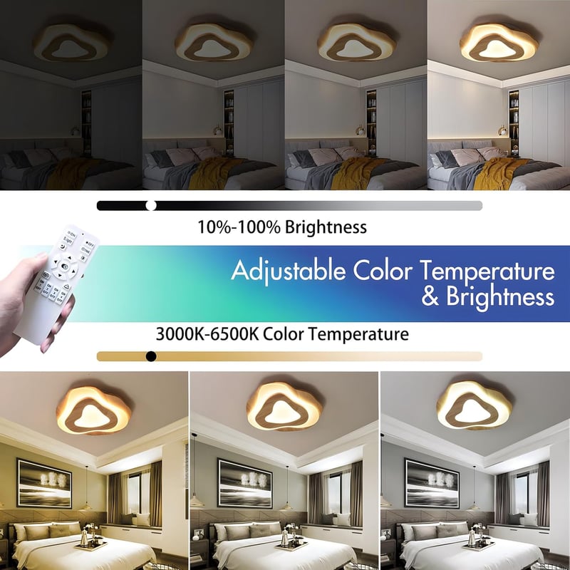 WayLuoung 40cm LED Mennyezeti Lámpa Fa Felhő Mintával Dimmelhető Távirányítóval