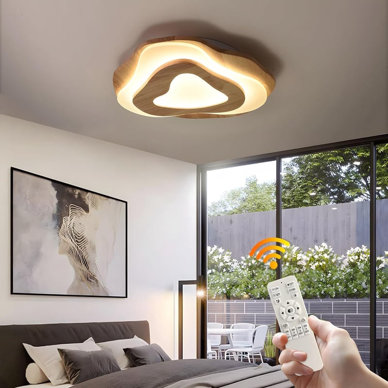 WayLuoung 40cm LED Mennyezeti Lámpa Fa Felhő Mintával Dimmelhető Távirányítóval