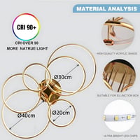 WayLuoung 6 karos arany LED mennyezeti lámpa 105 cm, 145W dimmelhető csillár nappalihoz hálóhoz - A: Gold 6 Rings – Diameter 105 Cm – Dimmable 5