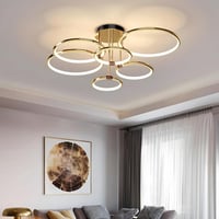 WayLuoung 6 karos arany LED mennyezeti lámpa 105 cm, 145W dimmelhető csillár nappalihoz hálóhoz - A: Gold 6 Rings – Diameter 105 Cm – Dimmable 2