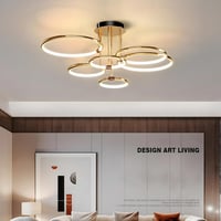 WayLuoung 6 karos arany LED mennyezeti lámpa 105 cm, 145W dimmelhető csillár nappalihoz hálóhoz - A: Gold 6 Rings – Diameter 105 Cm – Dimmable 7