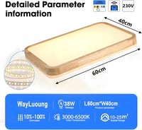 WayLuoung LED Mennyezeti Lámpa 60x40cm Fa Natúr Dimmelhető Távirányítóval - 【b】60 X 40 Cm - Continuously Dimmable 4