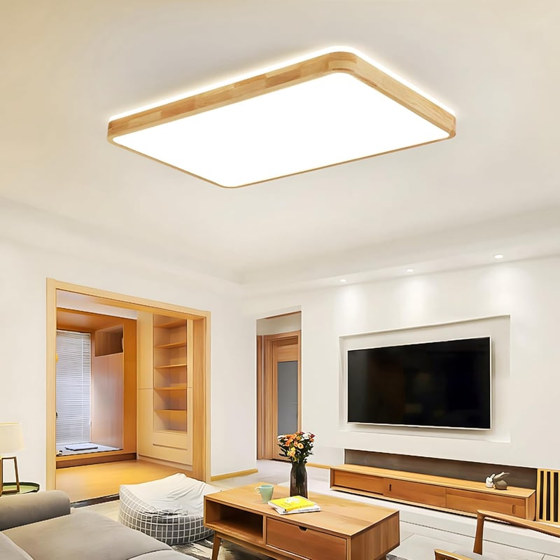 WayLuoung LED Mennyezeti Lámpa 60x40cm Fa Natúr Dimmelhető Távirányítóval - 【b】60 X 40 Cm - Continuously Dimmable