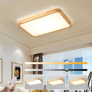 WayLuoung drvena LED stropna svjetiljka s mogućnošću prigušivanja i daljinskim upravljačem - 60×40 cm