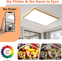 WayLuoung LED Mennyezeti Lámpa 60x40cm Fa Natúr Dimmelhető Távirányítóval - 【b】60 X 40 Cm - Continuously Dimmable 2